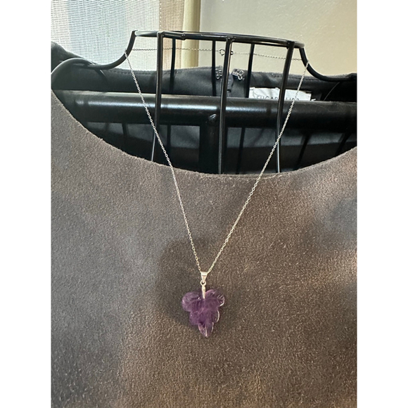 Amethyst Leaf Pendant Necklace - Picture 9 of 9